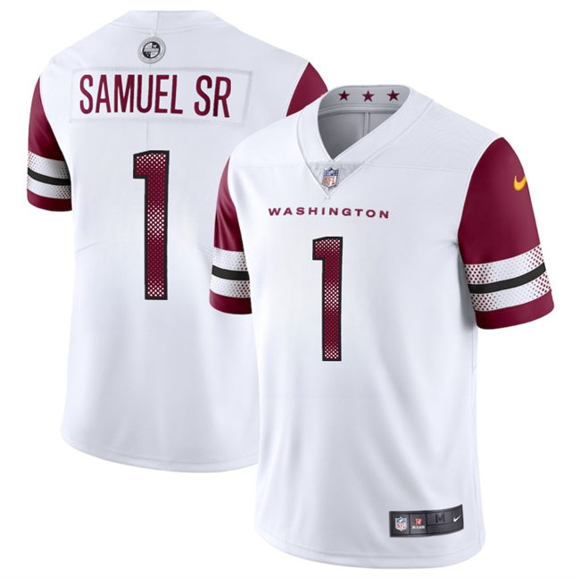 Youth White Washington Commanders #1 Deebo Samuel Sr 2025 Vapor Limited Stitched Football Jersey